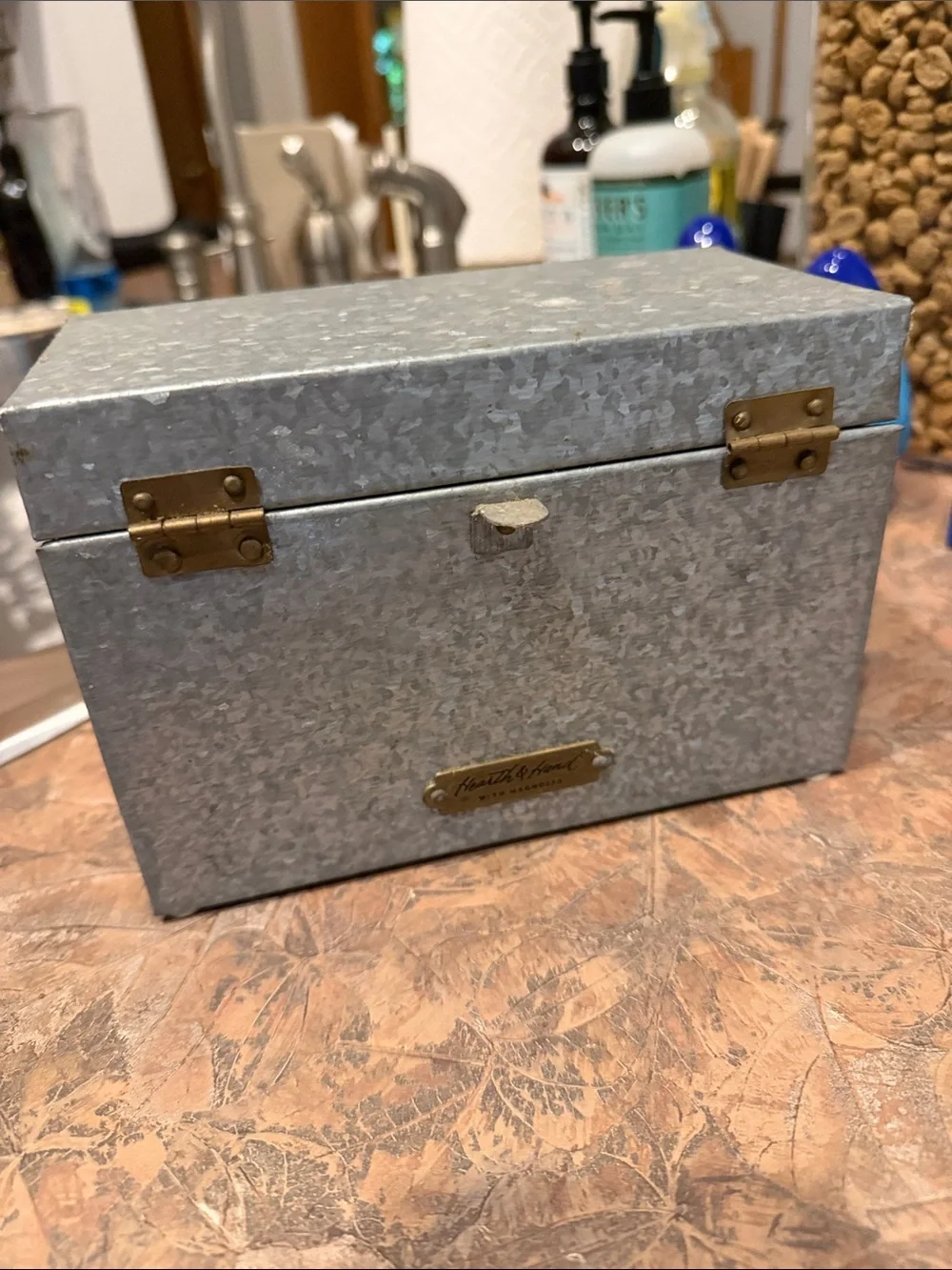 Hearth & Hand Galvanized Steel Recipe Box with Brass Latch